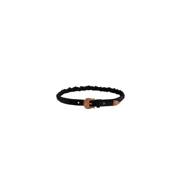 La DoubleJ Cinch Belt in Black Velvet at Luxury Shoes 