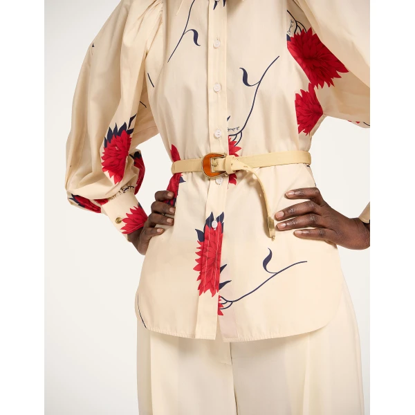 La DoubleJ Cinch Belt in Light Beige at Luxury Shoes 