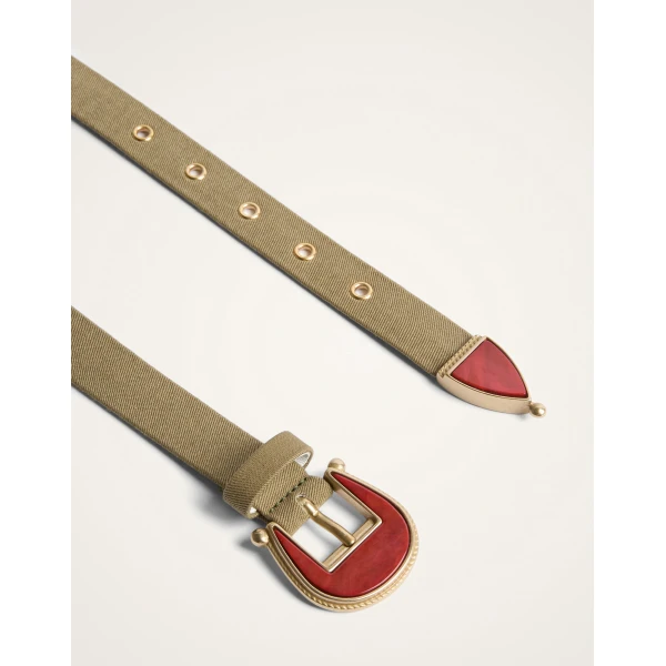 La DoubleJ Cinch Belt in Light Beige at Luxury Shoes 