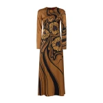 La DoubleJ Clingy Swing in Big Blooms Brown Dress