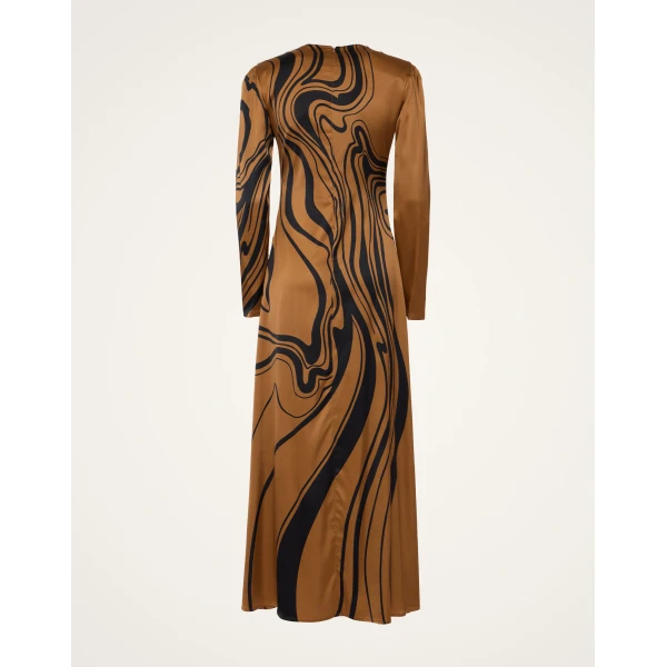 La DoubleJ Clingy Swing in Big Blooms Brown Dress, view 5