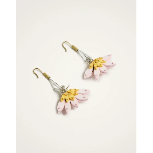 La DoubleJ Cornucopia Pendant Earrings in Pink Metallic Beads, view 3