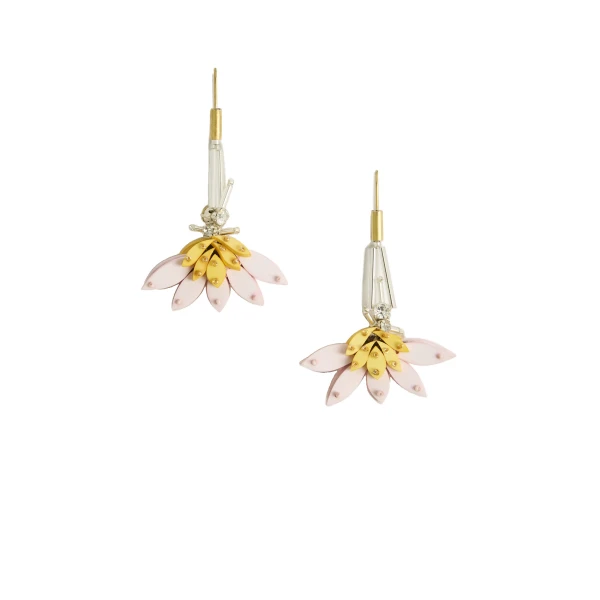 Cornucopia Pendant Earrings in Pink Metallic Beads