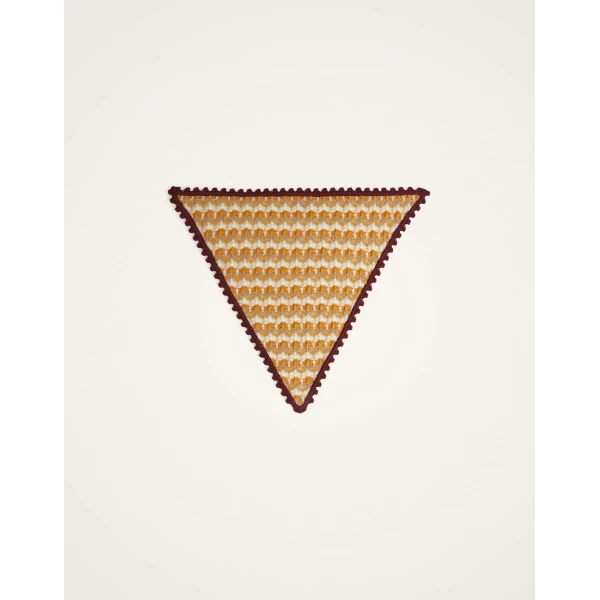 La DoubleJ Crochet Triangle Scarf in Multicolor Ocher & White at Luxury Shoes 