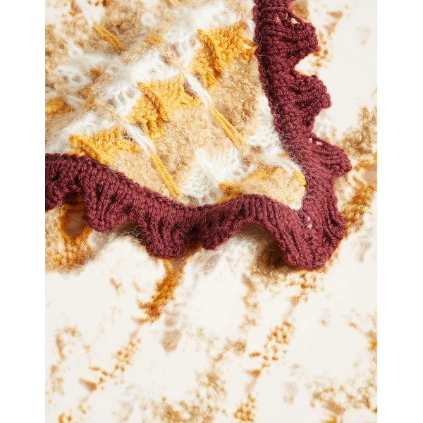 La DoubleJ Crochet Triangle Scarf in Multicolor Ocher & White at Luxury Shoes 