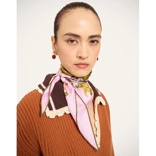 La DoubleJ Diamond Scarf in Coven Pink at Luxury Shoes 