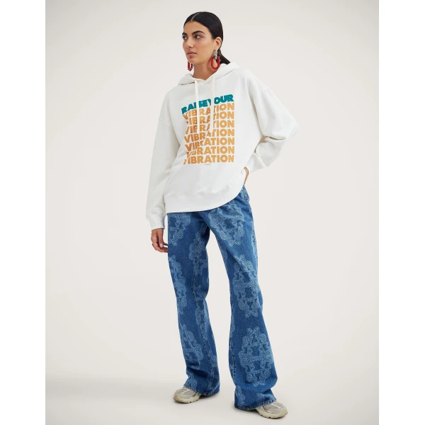 La DoubleJ Discman Hoodie in Off White, view 5