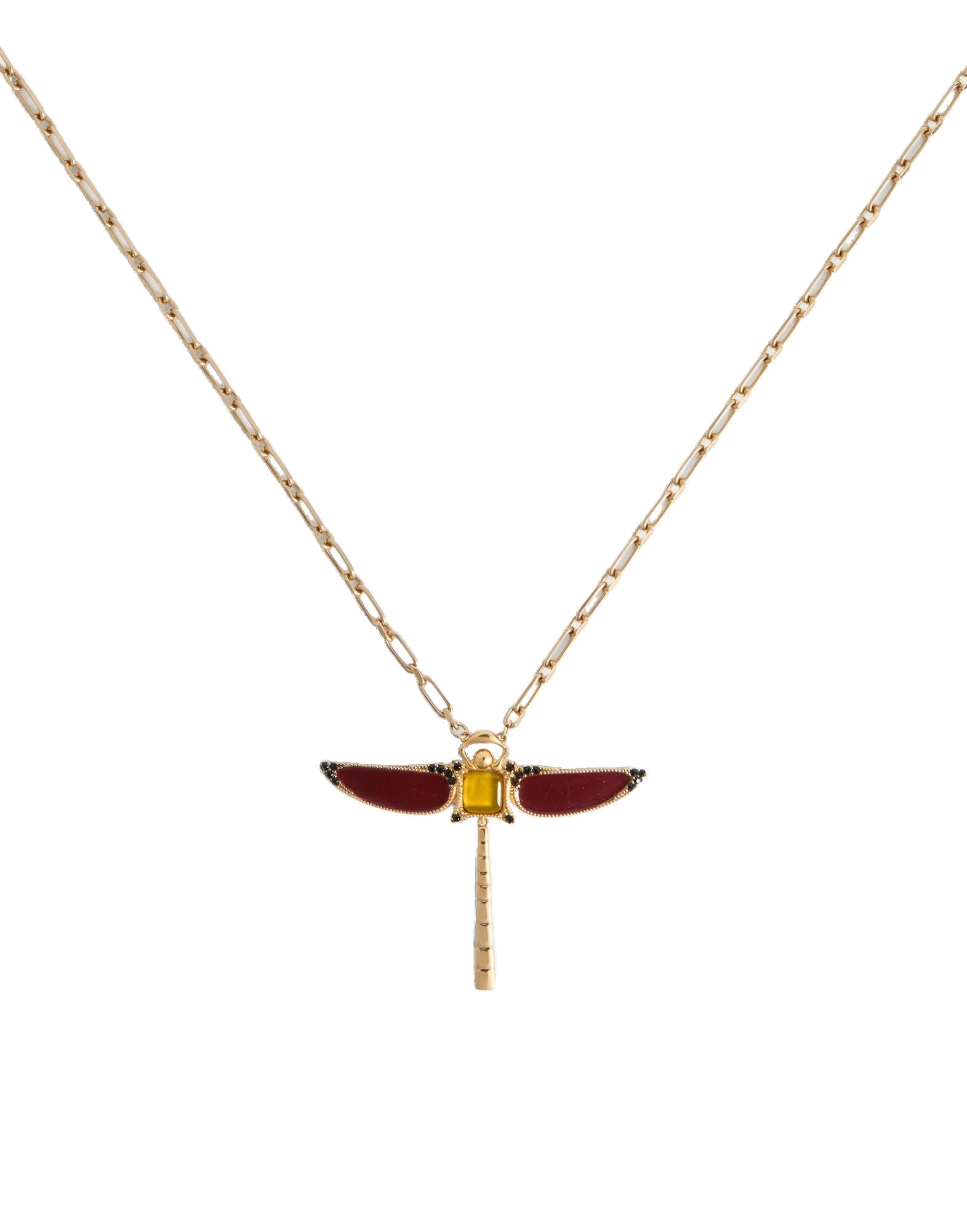 La DoubleJ Dragonfly Necklace in Enameled 24K Gold Plate And Yellow Agate at Luxury Shoes La DoubleJ Dragonfly Necklace in Enameled 24K Gold Plate And Yellow Agate at Luxury Shoes