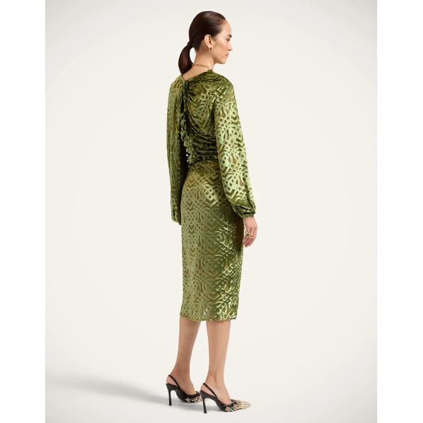 La DoubleJ Drape Skirt in Verona Green at Luxury Shoes 