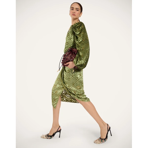 La DoubleJ Drape Skirt in Verona Green at Luxury Shoes 