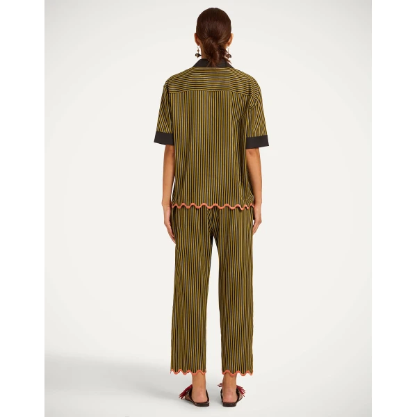 La DoubleJ Drawstring Pants in Pinstripe Green, view 3