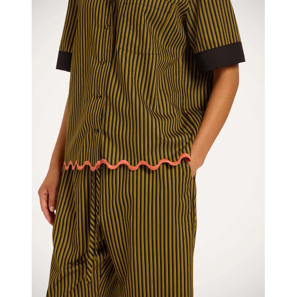La DoubleJ Drawstring Pants in Pinstripe Green, view 5