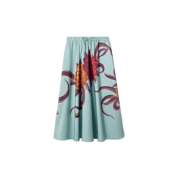 La DoubleJ Drawstring Skirt in Peony Light Blue