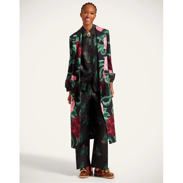 La DoubleJ Duster Coat in Peony Black, view 4