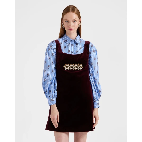La DoubleJ Ella Mini Dress in Burgundy, view 4