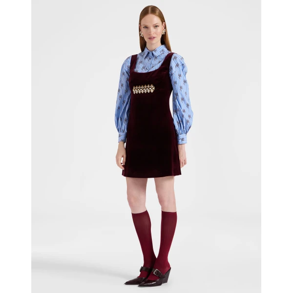 La DoubleJ Ella Mini Dress in Burgundy, view 5