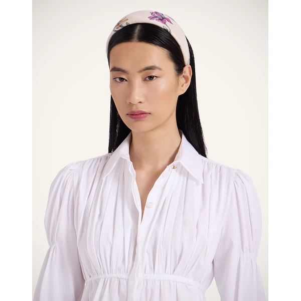 La DoubleJ Flat Headband in Mini Iris Ivory at Luxury Shoes 