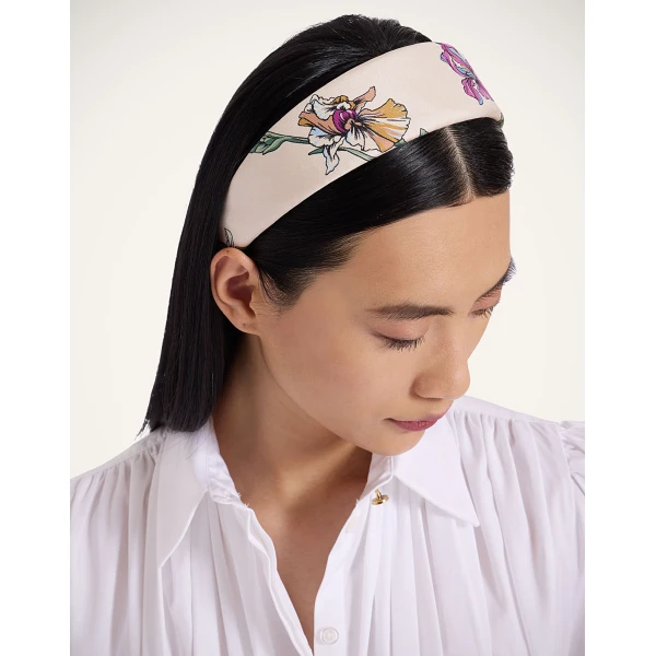 La DoubleJ Flat Headband in Mini Iris Ivory at Luxury Shoes 