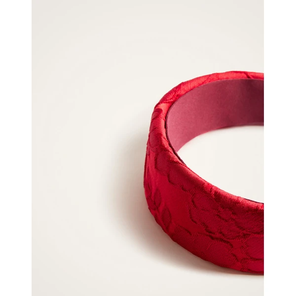 La DoubleJ Flat Headband in Peony Red at Luxury Shoes 