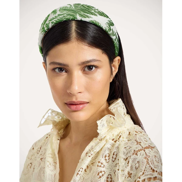 La DoubleJ Flat Headband in Tropicana White at Luxury Shoes 