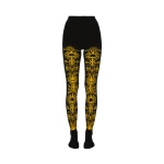 La DoubleJ Flocked Tights in Black & Yellow at Luxury Shoes 