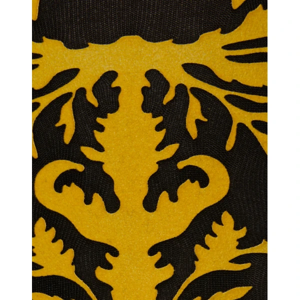 La DoubleJ Flocked Tights in Black & Yellow at Luxury Shoes 