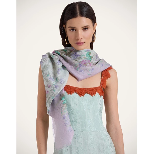 La DoubleJ Foulard 120 in Heath Mint at Luxury Shoes 