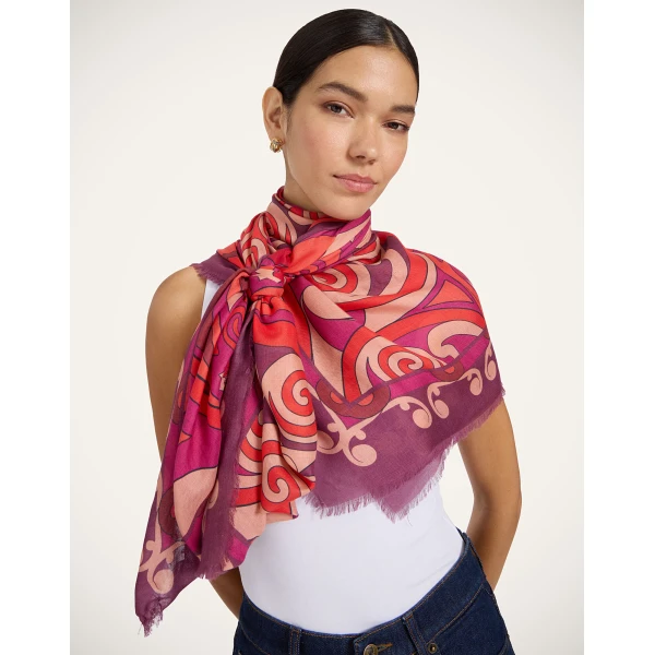 La DoubleJ Foulard 140 in Alchemy Dark Red at Luxury Shoes 