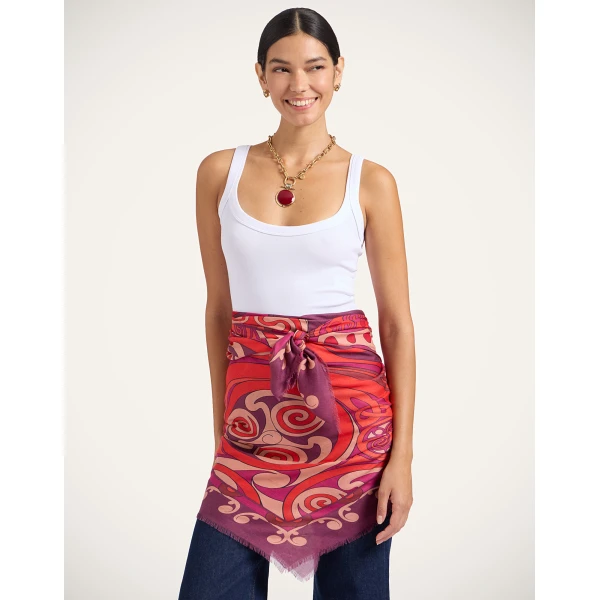 La DoubleJ Foulard 140 in Alchemy Dark Red at Luxury Shoes 