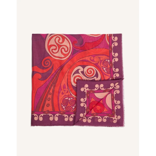 La DoubleJ Foulard 140 in Alchemy Dark Red at Luxury Shoes 
