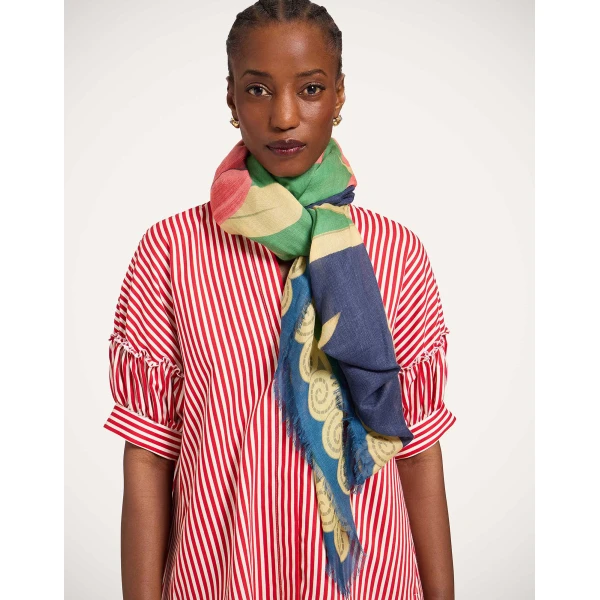 La DoubleJ Foulard 140 in Queen Peony Blue at Luxury Shoes 