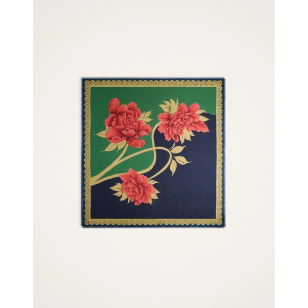 La DoubleJ Foulard 140 in Queen Peony Blue at Luxury Shoes 