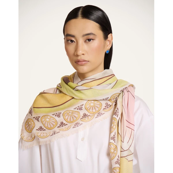 La DoubleJ Foulard 140 in Tulip Pale Pink at Luxury Shoes 