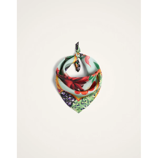 La DoubleJ Foulard 45 in Zooflora Birdbloom Light Blue at Luxury Shoes 