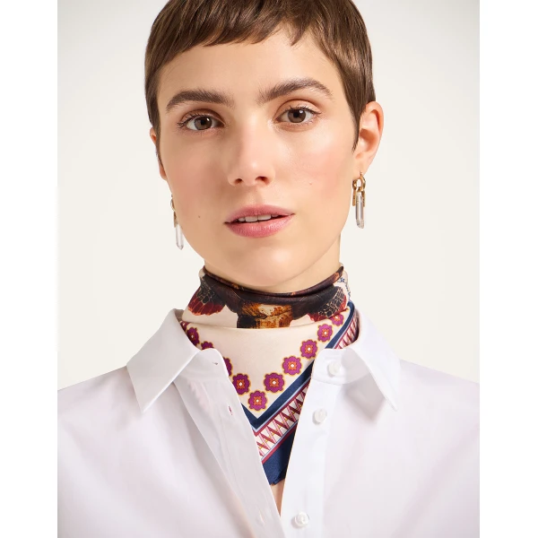 La DoubleJ Foulard 45 in Zooflora Turtlair Ivory at Luxury Shoes 