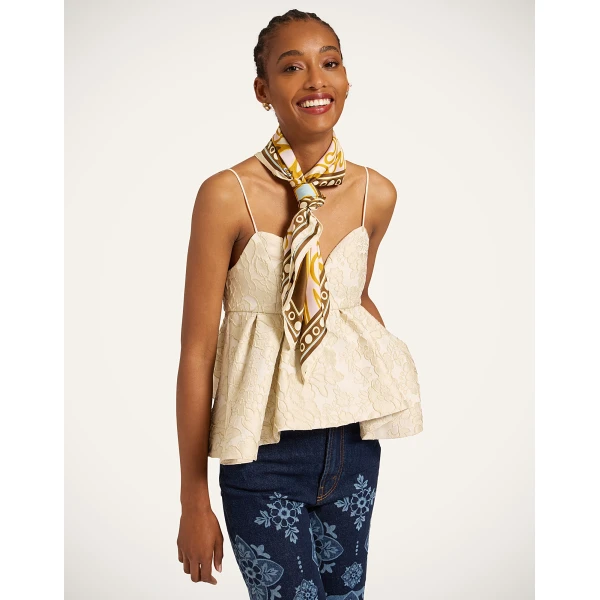 La DoubleJ Foulard 90 in Cocoon Brown at Luxury Shoes 