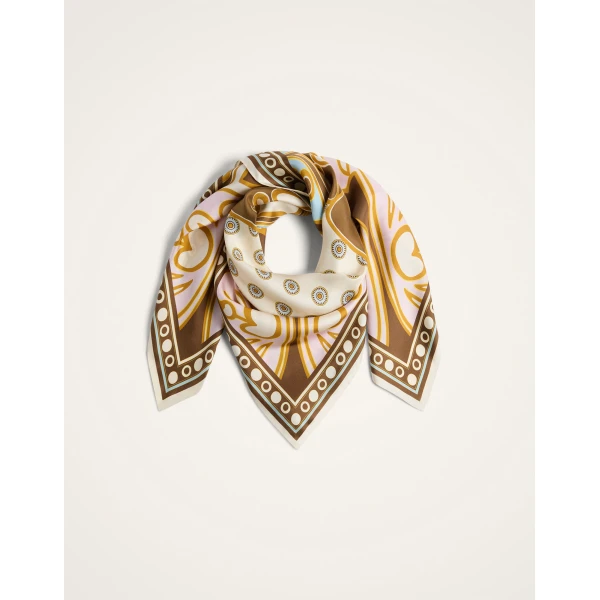 La DoubleJ Foulard 90 in Cocoon Brown at Luxury Shoes 