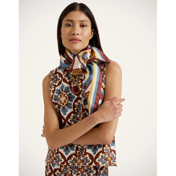 La DoubleJ Foulard 90 in Palazzo Chocolate at Luxury Shoes 