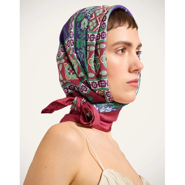 La DoubleJ Foulard 90 in Regalia Red at Luxury Shoes 