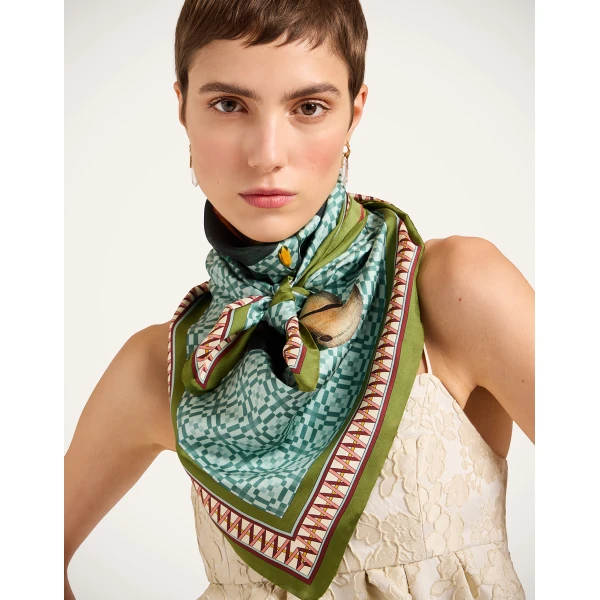 La DoubleJ Foulard 90 in Zooflora Parrotstem Light Blue, view 2