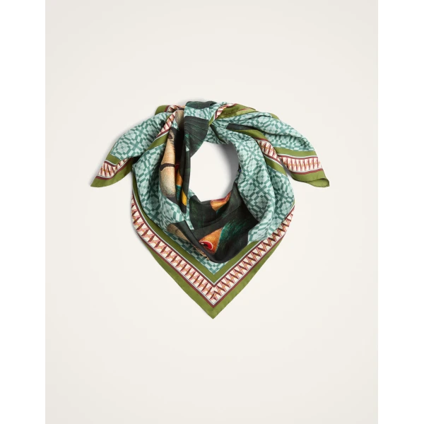 La DoubleJ Foulard 90 in Zooflora Parrotstem Light Blue, view 4