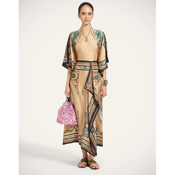 La DoubleJ Foulard Dress in Kells Camel at Luxury Shoes 
