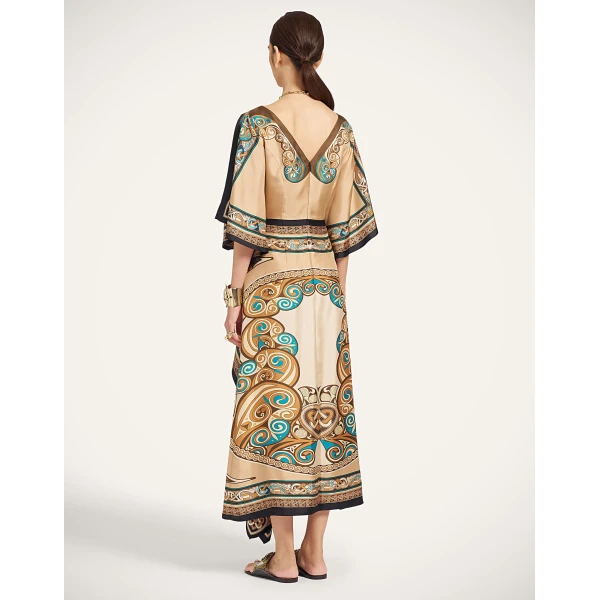 La DoubleJ Foulard Dress in Kells Camel at Luxury Shoes 