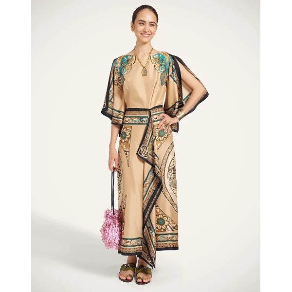 La DoubleJ Foulard Dress in Kells Camel at Luxury Shoes 