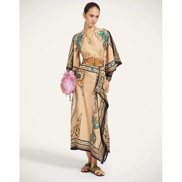 La DoubleJ Foulard Dress in Kells Camel at Luxury Shoes 