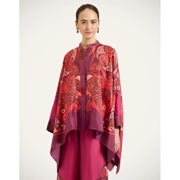 La DoubleJ Foulard Shirt in Alchemy Dark Red at Luxury Shoes 