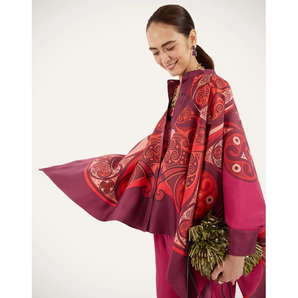 La DoubleJ Foulard Shirt in Alchemy Dark Red at Luxury Shoes 