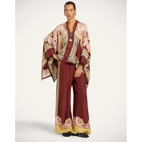 La DoubleJ Foulard Shirt in Kells Swirl Burgundy at Luxury Shoes 