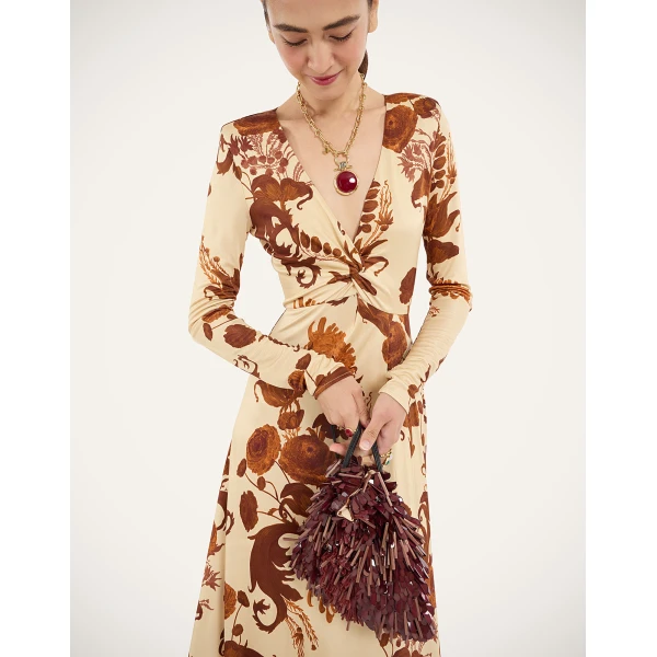 La DoubleJ Foxy Dress in Coven Buttercream at Luxury Shoes 
