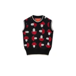 La DoubleJ Fun-Guy Gilet in Black & Red Knit